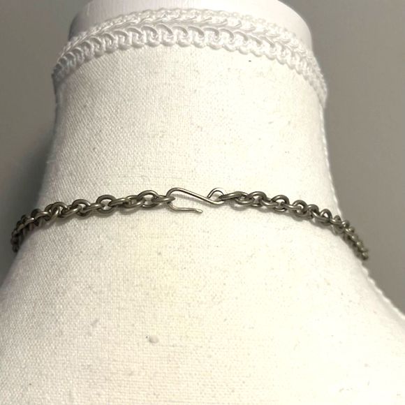 Tribal Silver Tone Bronze Statement Necklace Hook Clasp Closure - Picture 4 of 6